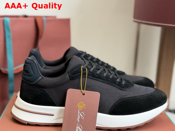 Loro Piana Week End Walk Walk Sneaker in Black Microfiber Replica