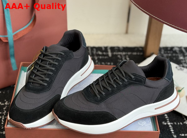 Loro Piana Week End Walk Walk Sneaker in Black Microfiber Replica