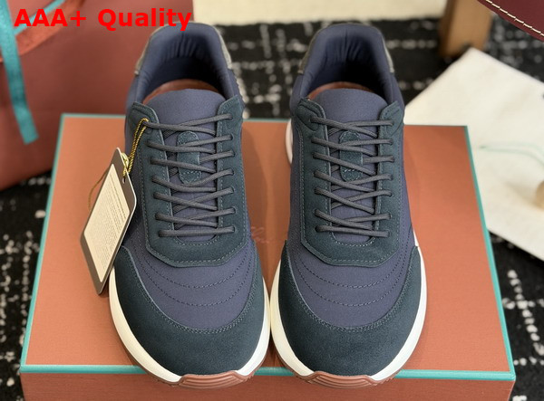Loro Piana Week End Walk Walk Sneaker in Blue Navy Microfiber Replica
