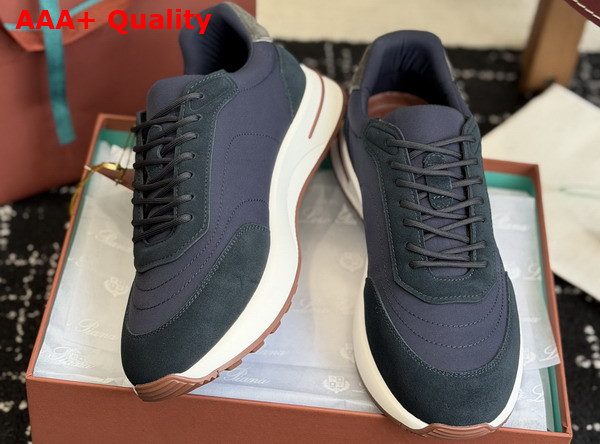 Loro Piana Week End Walk Walk Sneaker in Blue Navy Microfiber Replica