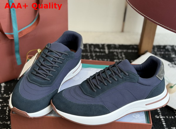 Loro Piana Week End Walk Walk Sneaker in Blue Navy Microfiber Replica