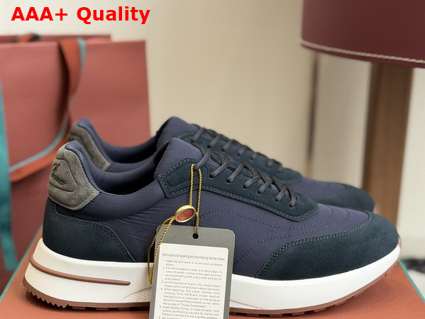 Loro Piana Week End Walk Walk Sneaker in Blue Navy Microfiber Replica