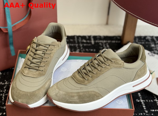 Loro Piana Week End Walk Walk Sneaker in Dark Green Microfiber Replica