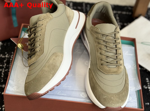 Loro Piana Week End Walk Walk Sneaker in Dark Green Microfiber Replica