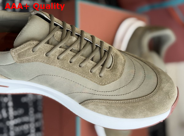 Loro Piana Week End Walk Walk Sneaker in Dark Green Microfiber Replica