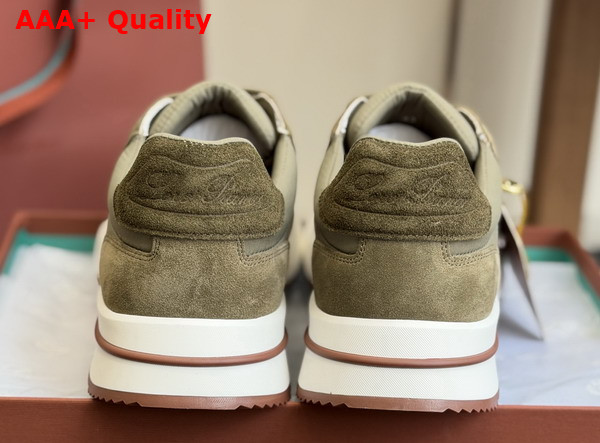 Loro Piana Week End Walk Walk Sneaker in Dark Green Microfiber Replica