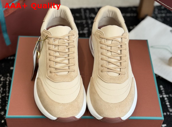 Loro Piana Week End Walk Walk Sneaker in Sand Shell Microfiber Replica