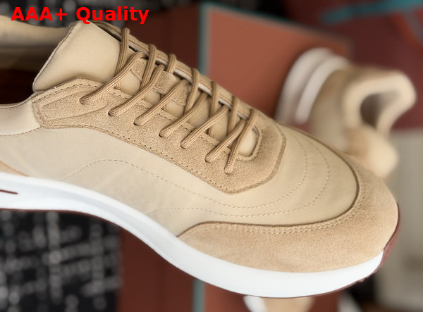 Loro Piana Week End Walk Walk Sneaker in Sand Shell Microfiber Replica