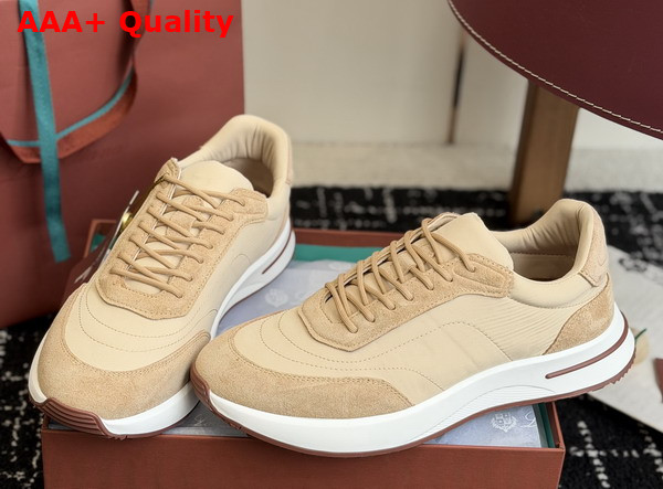 Loro Piana Week End Walk Walk Sneaker in Sand Shell Microfiber Replica