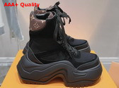 LV Archlight 20 Platform Ankle Boot in Black Suede Calf Leather Replica
