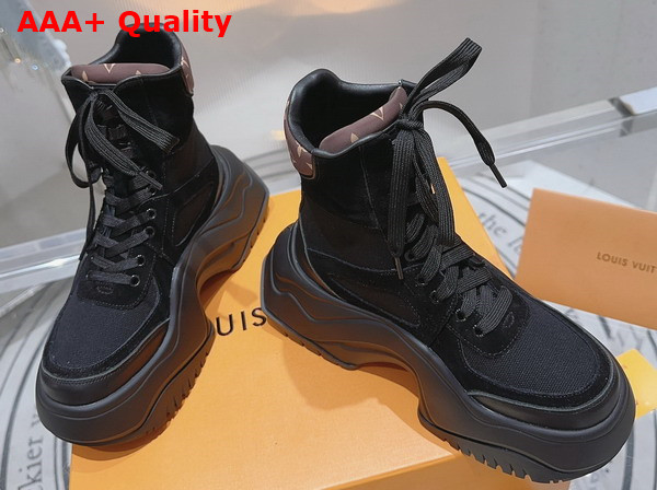 LV Archlight 20 Platform Ankle Boot in Black Suede Calf Leather Replica