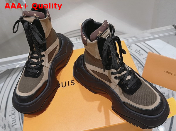 LV Archlight 20 Platform Ankle Boot in Khaki Green Suede Calf Leather 1ABI1J Replica