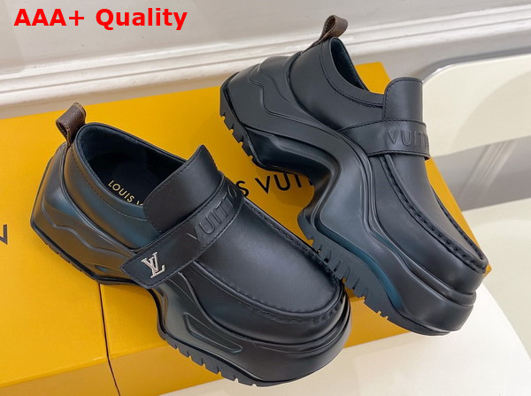 LV Archlight 20 Platform Loafer in Black Calf Leather Replica