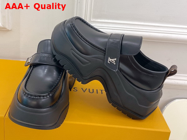 LV Archlight 20 Platform Loafer in Black Glazed Calf Leather 1ABIJS Replica