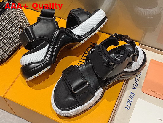 LV Archlight Flat Sandal Black Calf Leather 1A8NHS Replica