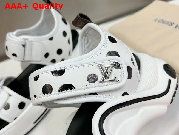 LV Archlight Sandal in White Calf Leather with Black Dots Print Replica