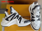 LV Archlight Sneaker in Smooth Calf Leather Partially Printed with the Historic Damier Pattern 1AGVB2 Replica