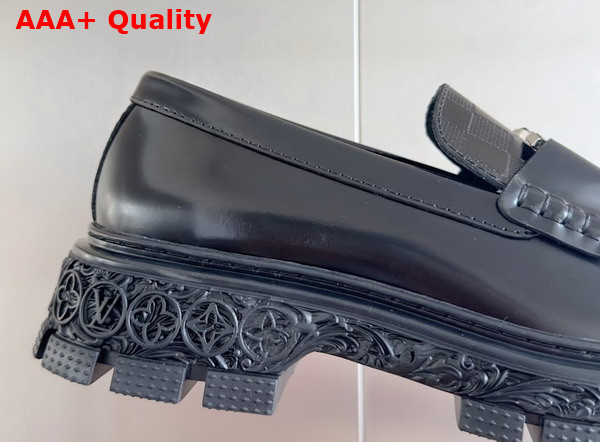 LV Baroque Loafer in Black Damier Glazed Calf Leather Replica