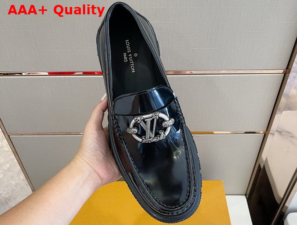 LV Baroque Loafer in Black Glazed Calf Leather 1AB8UL Replica