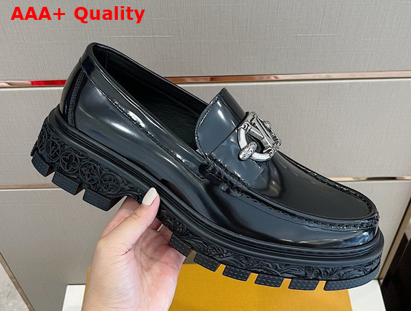 LV Baroque Loafer in Black Glazed Calf Leather 1AB8UL Replica