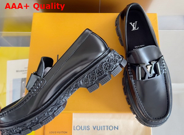 LV Baroque Loafer in Black Glazed Calf Leather Replica