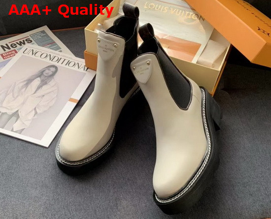 LV Beaubourg Ankle Boot in Beige Calf Leather Replica