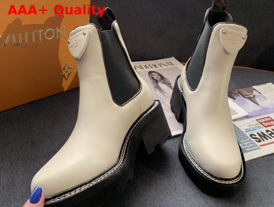 LV Beaubourg Ankle Boot in Beige Calf Leather Replica