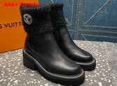 LV Beaubourg Ankle Boot in Black Calf Leather and Wool 1AABTT Replica