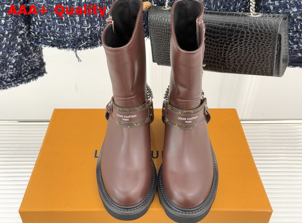 LV Beaubourg Ankle Boot in Brown Plain Calf Leather Replica