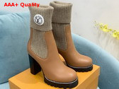 LV Beaubourg Ankle Boots in Beige Calf Leather Elastic Side Panels Replica
