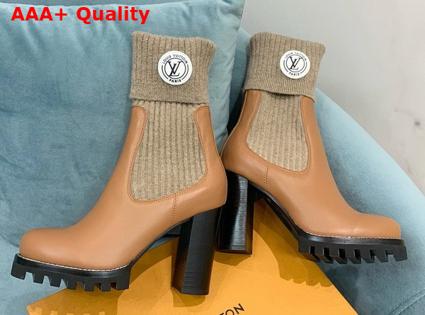 LV Beaubourg Ankle Boots in Beige Calf Leather Elastic Side Panels Replica