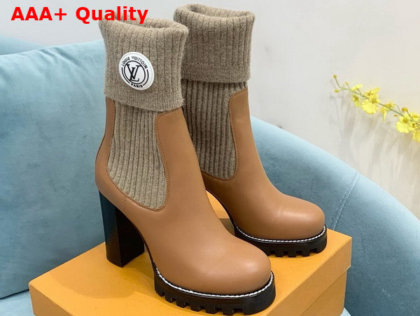LV Beaubourg Ankle Boots in Beige Calf Leather Elastic Side Panels Replica