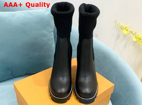 LV Beaubourg Ankle Boots in Black Calf Leather Elastic Side Panels 1AABU1 Replica