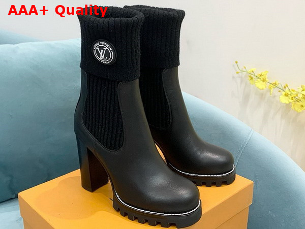 LV Beaubourg Ankle Boots in Black Calf Leather Elastic Side Panels 1AABU1 Replica