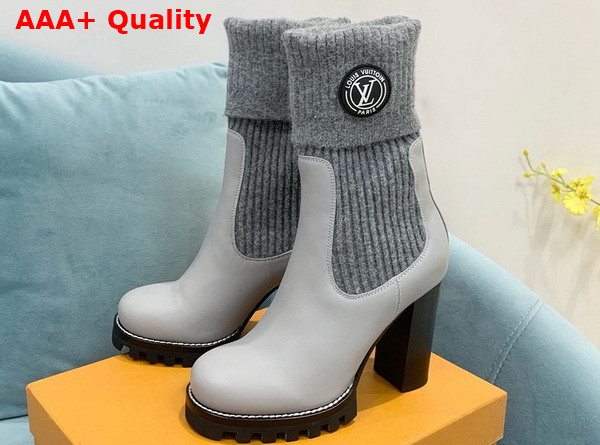 LV Beaubourg Ankle Boots in Grey Calf Leather Elastic Side Panels Replica