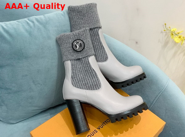 LV Beaubourg Ankle Boots in Grey Calf Leather Elastic Side Panels Replica