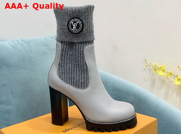 LV Beaubourg Ankle Boots in Grey Calf Leather Elastic Side Panels Replica