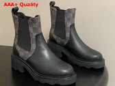 LV Beaubourg Chelsea Ankle Boot in Black Plain Calf Leather and Damier Graphite Canvas Replica