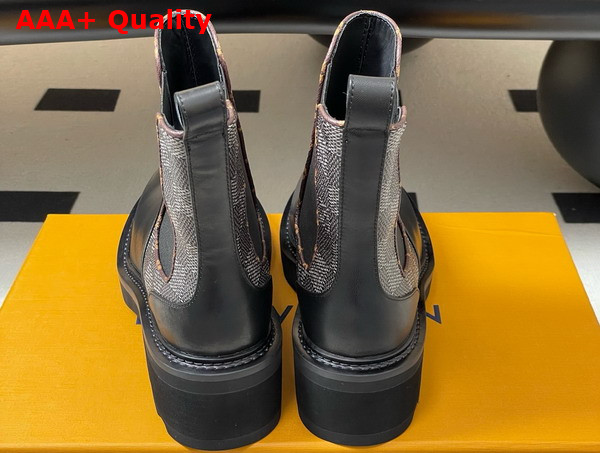 LV Beaubourg Chelsea Ankle Boot in Black Plain Calf Leather and Damier Graphite Canvas Replica