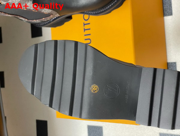 LV Beaubourg Chelsea Ankle Boot in Black Plain Calf Leather and Damier Graphite Canvas Replica