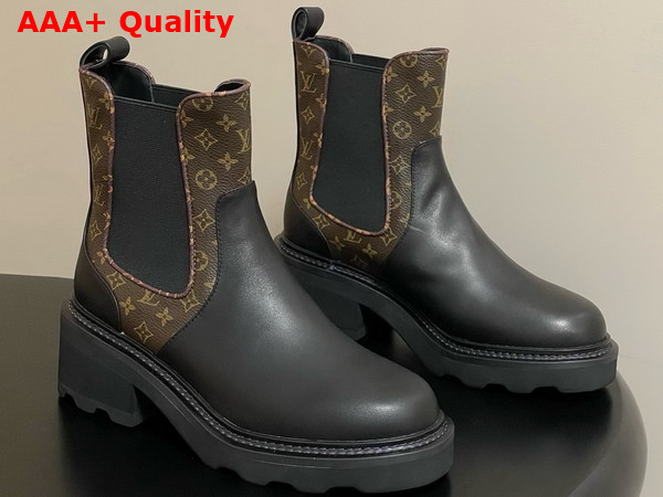 LV Beaubourg Chelsea Ankle Boot in Black Plain Calf Leather and Monogram Canvas 1AIEJ5 Replica