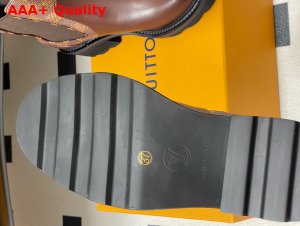 LV Beaubourg Chelsea Ankle Boot in Brown Plain Calf Leather and Damier Ebene Canvas Replica
