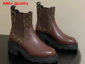 LV Beaubourg Chelsea Ankle Boot in Brown Plain Calf Leather and Monogram Canvas Replica