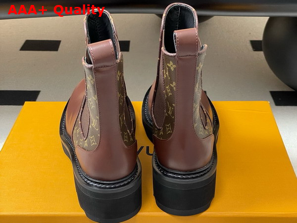LV Beaubourg Chelsea Ankle Boot in Brown Plain Calf Leather and Monogram Canvas Replica