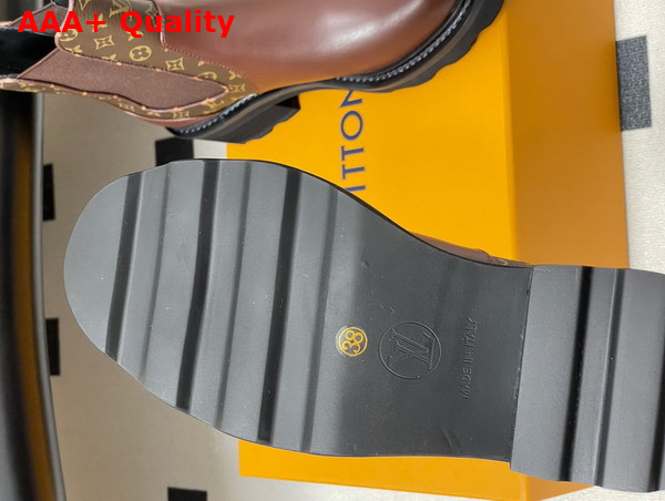 LV Beaubourg Chelsea Ankle Boot in Brown Plain Calf Leather and Monogram Canvas Replica