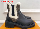 LV Beaubourg Chelsea Boot in Black Plain Calf Leather Monogram Canvas and Shearling 1AIUJ2 Replica