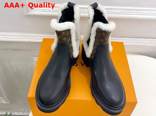 LV Beaubourg Chelsea Boot in Brown Plain Calf Leather Monogram Canvas and Shearling Replica