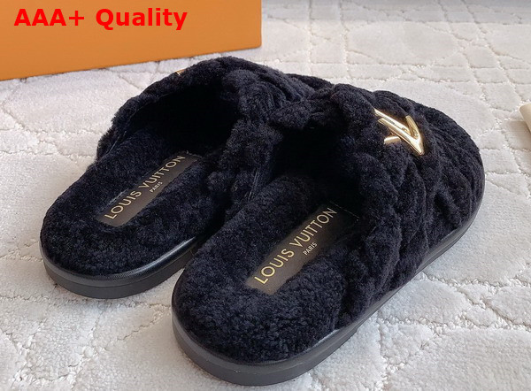 LV Bliss Comfort Mule in Black Shearling 1ACTEA Replica
