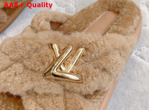 LV Bliss Comfort Mule in Camel Brown Shearling 1ACTF6 Replica