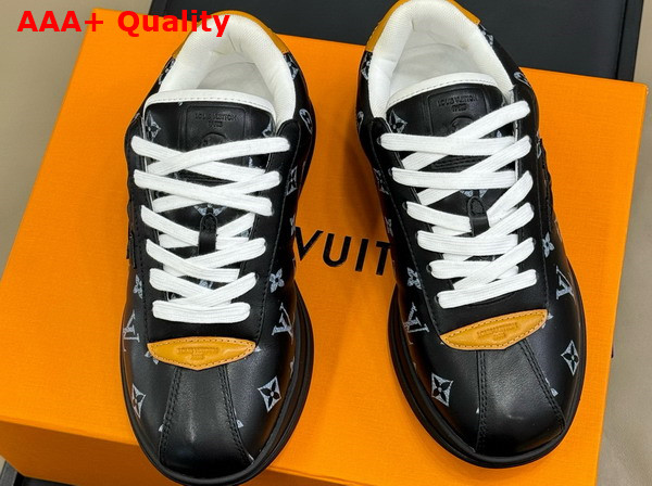LV Buttersoft Sneaker in Black Monogram Printed Lambskin and Calf Leather Replica